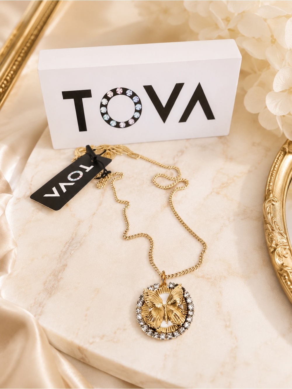 Tova Gold Butterfly crystal Pendant Necklace - Gold